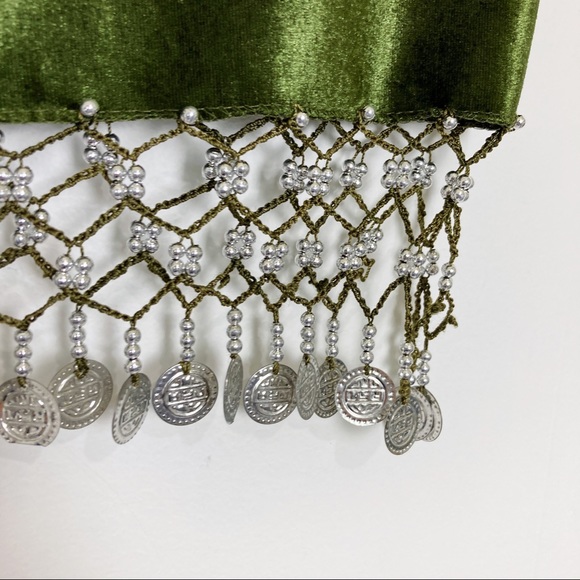 Vintage belly dancing skirt hip belt bedlah green - Picture 4 of 11